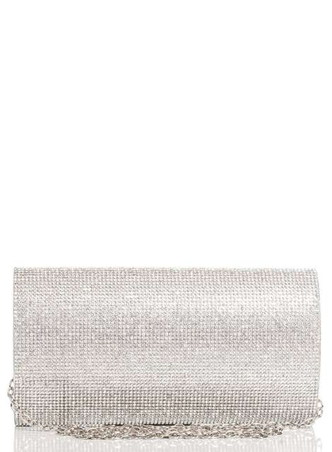 Quiz silver diamante sale clutch bag